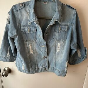Source Unknown Sky Blue Ripped Denim Jacket